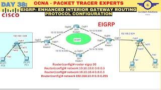 CCNA DAY 38 EIGRP Configuration  How to configure EIGRP Routing Protocol in Cisco Packet Tracer