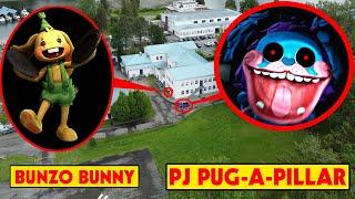 DRONE CATCHES PJ PUG-A-PILLAR & BUNZO BUNNY AT HAUNTED POPPY PLAYTIME ISLAND  PJ PUG-A-PILLAR REAL?