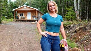 BUILDING a CABIN in the FOREST - FIRE WOOD  LOW COST POWER  Simple Storage Ideas
