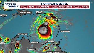 Hurricane Beryl strengthens into Category 5 with 160 mph winds