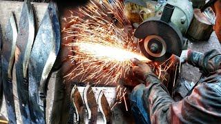 Blacksmith Gurkha Nepali Khukri sharping in Machine #powerhammer