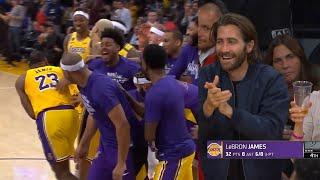 LeBron James shocks Lakers bench after scored 5 threes in a row  Lakers vs Spurs