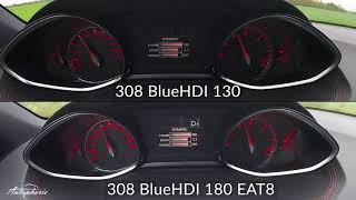 Splitscreen 2018 Peugeot 308 BlueHDI 180 vs. BlueHDI 130 Beschleunigung 0 - 100 kmh - Autophorie