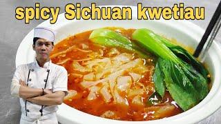 Spicy Sichuan kwetiau Chinese food style  ala Nanang kitchen