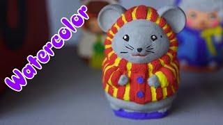How to Color a Mouse Plaster Statue with watercolor - Crafting with Bee Art