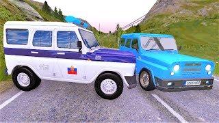 Русские машины УАЗ Хантер и Гаишники устроили погоню в игре BeamNG.Drive - Игры про машины на пк