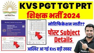 KVS PGT TGT PRT Official Notification out 2024kvs permanent vacancy 2024kvs eligibility age post