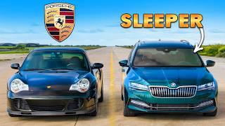 Porsche 911 Turbo S v SLEEPER Skoda Superb DRAG RACE