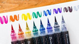 NEW Pentel Metallic Brush Pens Review Swatches and Coloring