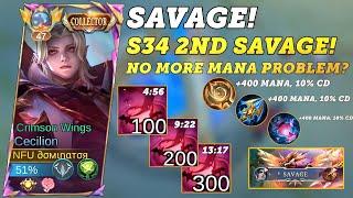 SAVAGE Cecilion Season 34 2ND SAVAGE MANA PROBLEM NO MORE? Cecilion Gameplay Best Build #ml