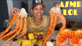 COLOSSAL KING CRAB CLUSTERS  DESHELLED LOBSTER TAIL  SEAFOOD BOIL  MUKBANG