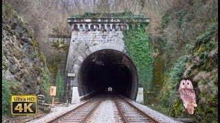 Rail traffic in Slovenia - Tunnels part Gornje Lezece - Tunnel owl 4K