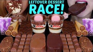 ASMR LEFTOVER DESSERT RACE TIRAMISU CUP KINDER CHOCOLATE PURPLE MILK ICE CREAM BARS CAKE BAR 먹방
