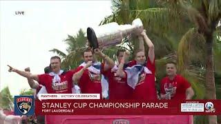 Florida Panthers fans celebrate Stanley Cup victory along Fort Lauderdale beach