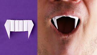 How to make vampire teeth with paper easy for Halloween  Origami tutorial