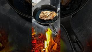 Pan Frying a Cheap Steak on my WOOD STOVE