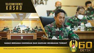 Teleconference Kasad Bersama Kakesdam dan Kazidam Terkait Pengadaan Lab PCR Mobile⁣