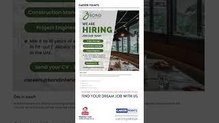 Bond Interiors Hiring for Project Manager Construction Manager and Project Engineer  #careerpoints