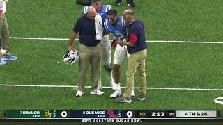 Ole Miss QB Matt Corral Suffers Injury vs Baylor  2021 College Football