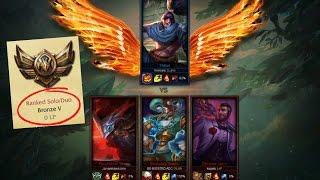 One Bronze 5 vs. Three Golds 1v3 - League of Legends