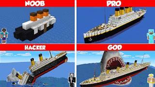 Minecraft Titanic HOUSE BUILD CHALLENGE - NOOB vs PRO vs HACKER vs GOD  Animation