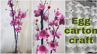 easy flowers from egg tray  egg carton craft  cherry blossom