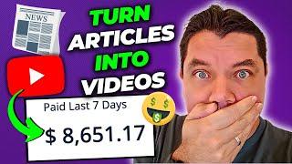 Convert Articles Into Videos In MINUTES & Make $1175 Daily With Affiliate Marketing