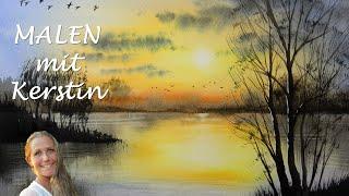 ELLASTIP - loose watercolor - easy Technik Abendstimmung am See