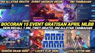 BOCORAN 15 EVENT GRATISAN APRIL  TAMBAHAN DIAMOND ALLSTAR SKIN RECALL 1 DM TIKET GRATIS MOSKOV