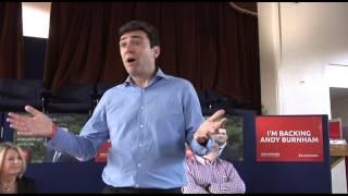 Andy Burnham speaks in Coventry.