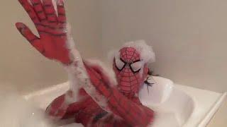 Pink Spidergirl Vs Venom Bubble Bath Time Fun In Real Life Ft Joker #813