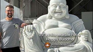 79 White Marble Fat & Happy Buddha of Wealth www.lotussculpture.com