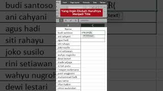 Title Case in Excel  #belajarexcel #tutorial #datainput #excelindonesia