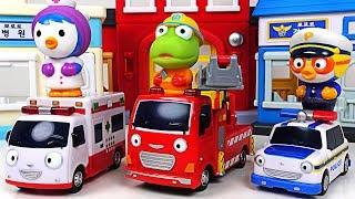 Tayo Police car Ambulance Fire truck move Lets arrest the villain #PinkyPopTOY