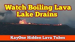 Watch How Boiling Lava Lake Drains Into Hidden Lava Tube Iceland KayOne Volcano Eruption Sound