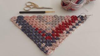 Crochet knitted shawl pattern - easy triangle shawl - crochet knitting shawl - knitting patterns