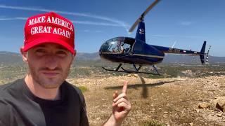 Flying a Robinson R44 Helicopter into an Abandoned Quarry