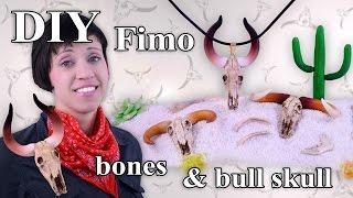 FIMO Knochen Halsband Polymer Clay Bull Skull - Tutorial HDDE EN-Sub
