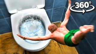 VR 360 THE TOILET INSIDE FLUSHED DOWN WITH GIRL -  Vacuum Slide work #360video