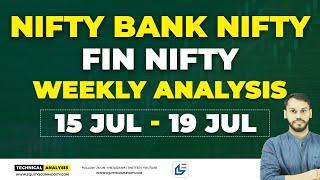 NIFTY & BANK NIFTY WEEKLY ANALYSIS  15 - 19JULY  NIFTY PREDICTION WEEKLY FINNIFTY WEEKLY ANALYSIS