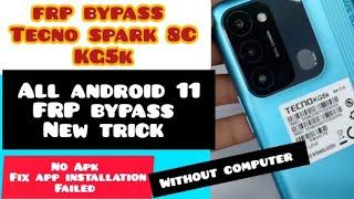 How to frp bypass Tecno spark 8c KG5k without computer fix frp app not installing DE GREAT TECH