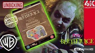 Beetlejuice 4k UltraHD Blu-ray hmv limited edition unboxing. The handbook for the recently deceased