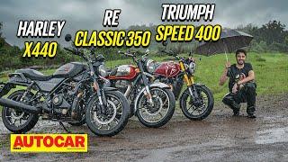Harley-Davidson X440 vs Triumph Speed 400 vs Royal Enfield Classic 350 - Royal Rumble Autocar India