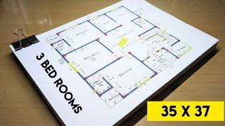 3 bed rooms house plan