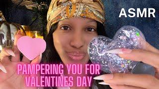 ASMR PAMPERING YOU AT A SLEEPOVER FOR VALENTINES DAY Personal Attention Hair Play #asmr