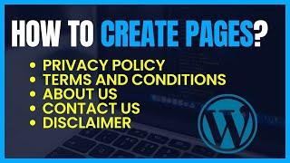 How To Create Privacy Policy Terms And Conditions About and Contact Page In WordPress Blog Website