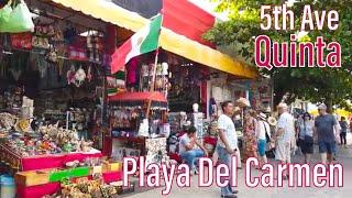 Playa Del Carmen Mexico 5th Avenue Main High Street walk Quinta shopping bars