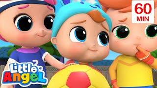 Playing Outside With My Sister and My Brother Song  Little Angel - Sports & Games Cartoons for Kids