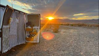  VAN LIFE  Solo CAMPING IN THE DESERT 50K Livestream ￼Marathon  Sunrise & Cooking Breakfast