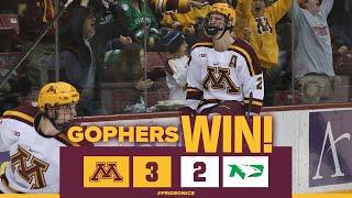 Highlights #1 Gophers Shock #7 North Dakota with Overtime Rally 3-2